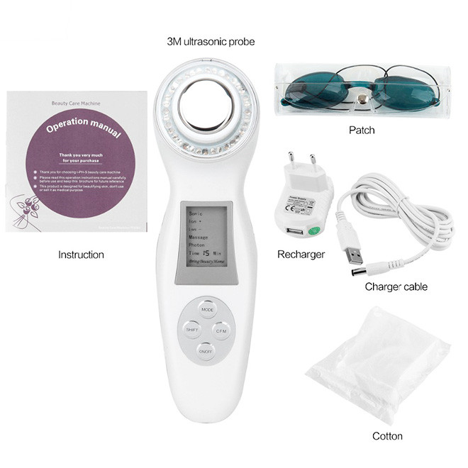Mini color photon ultrasonic skin care device AMPH01